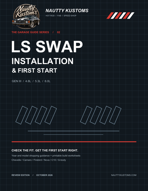 Nautty Kustoms LS Swap Installation and First Start PDF cover with Chevelle logo