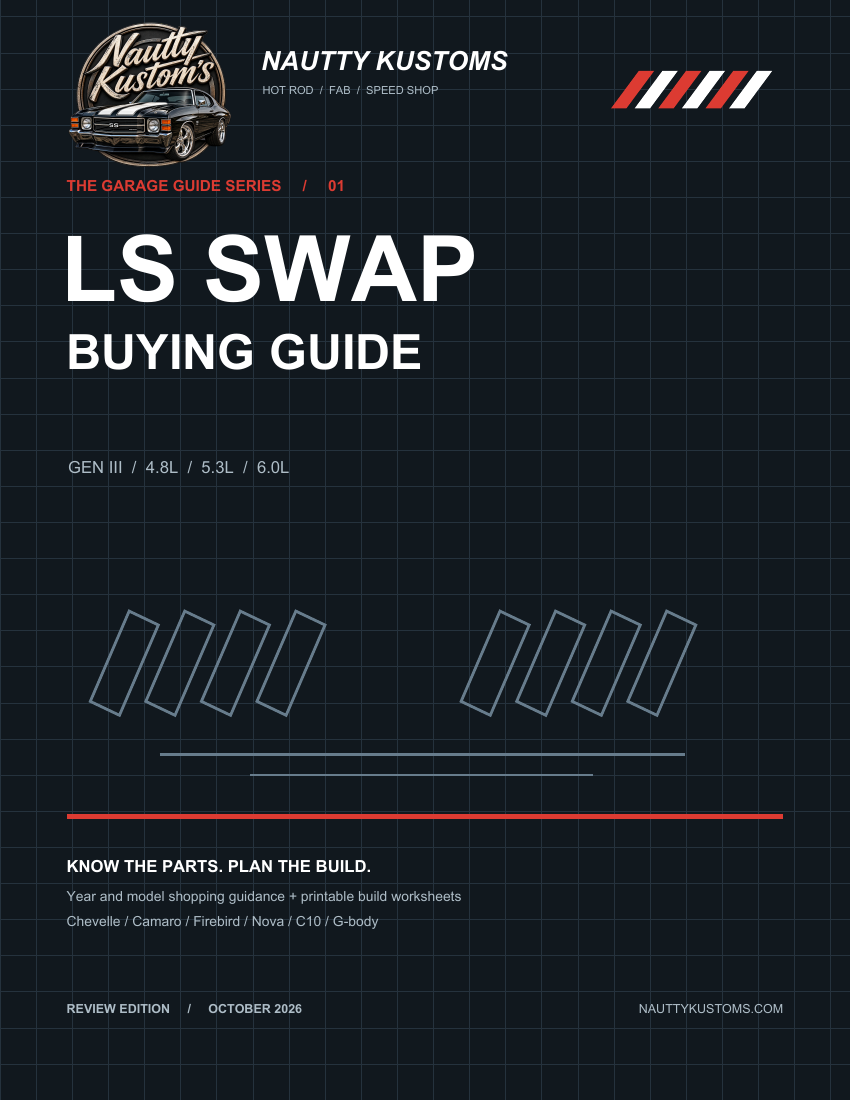 Nautty Kustoms LS Swap Buying Guide PDF cover with Chevelle logo