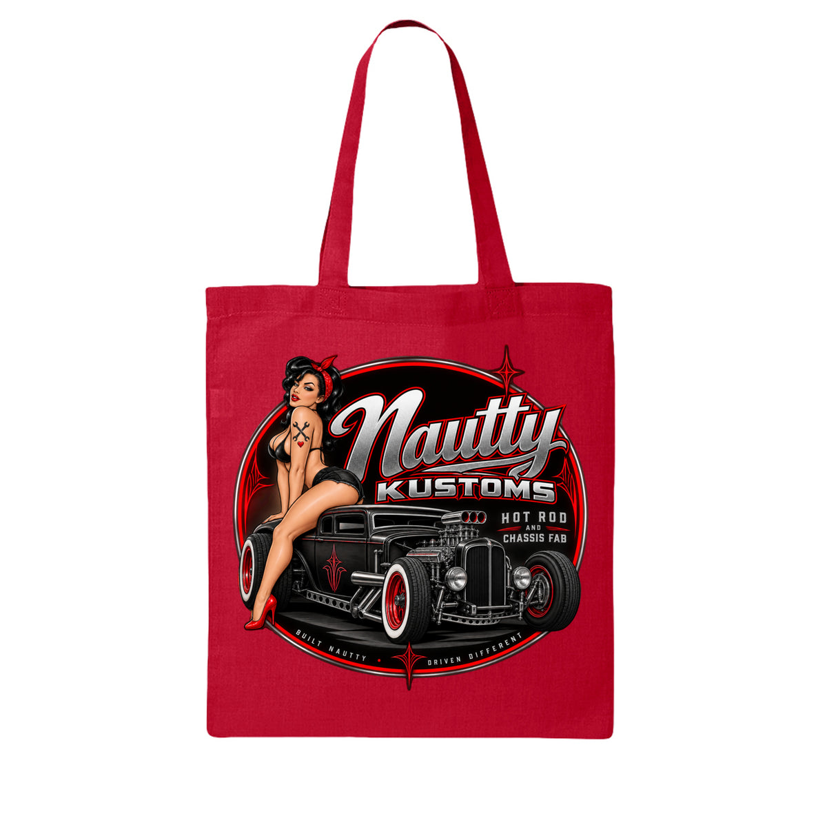 Nautty Canvas Tote Bag, front view — Nautty Kustoms