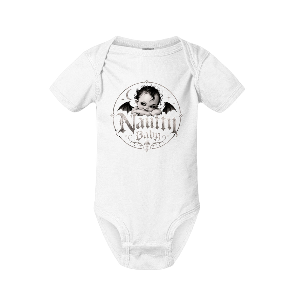 Nautty Baby Infant Bodysuit, front view — Nautty Kustoms