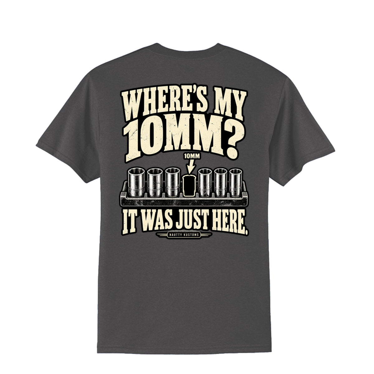 10mm T-Shirt (Tall), back view — Nautty Kustoms