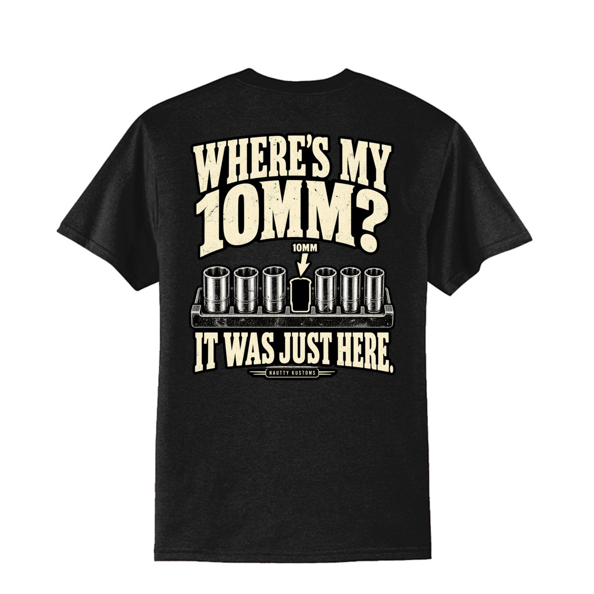 10mm T-Shirt (Tall), back view — Nautty Kustoms