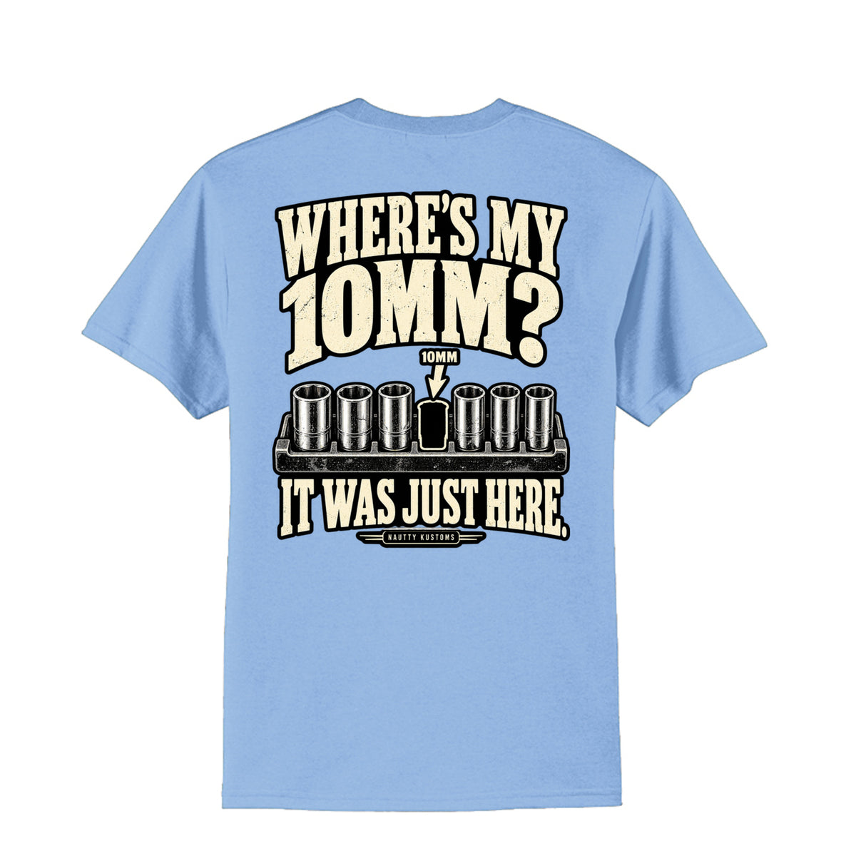 10mm T-Shirt (Tall), back view — Nautty Kustoms