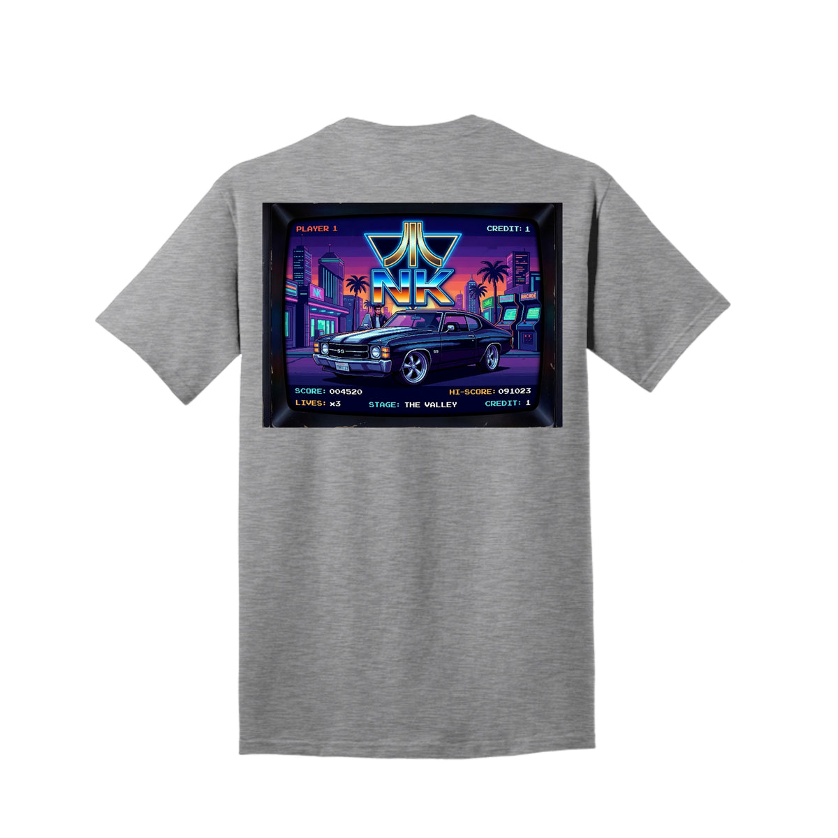 Video Game T-Shirt (Tall), back view — Nautty Kustoms