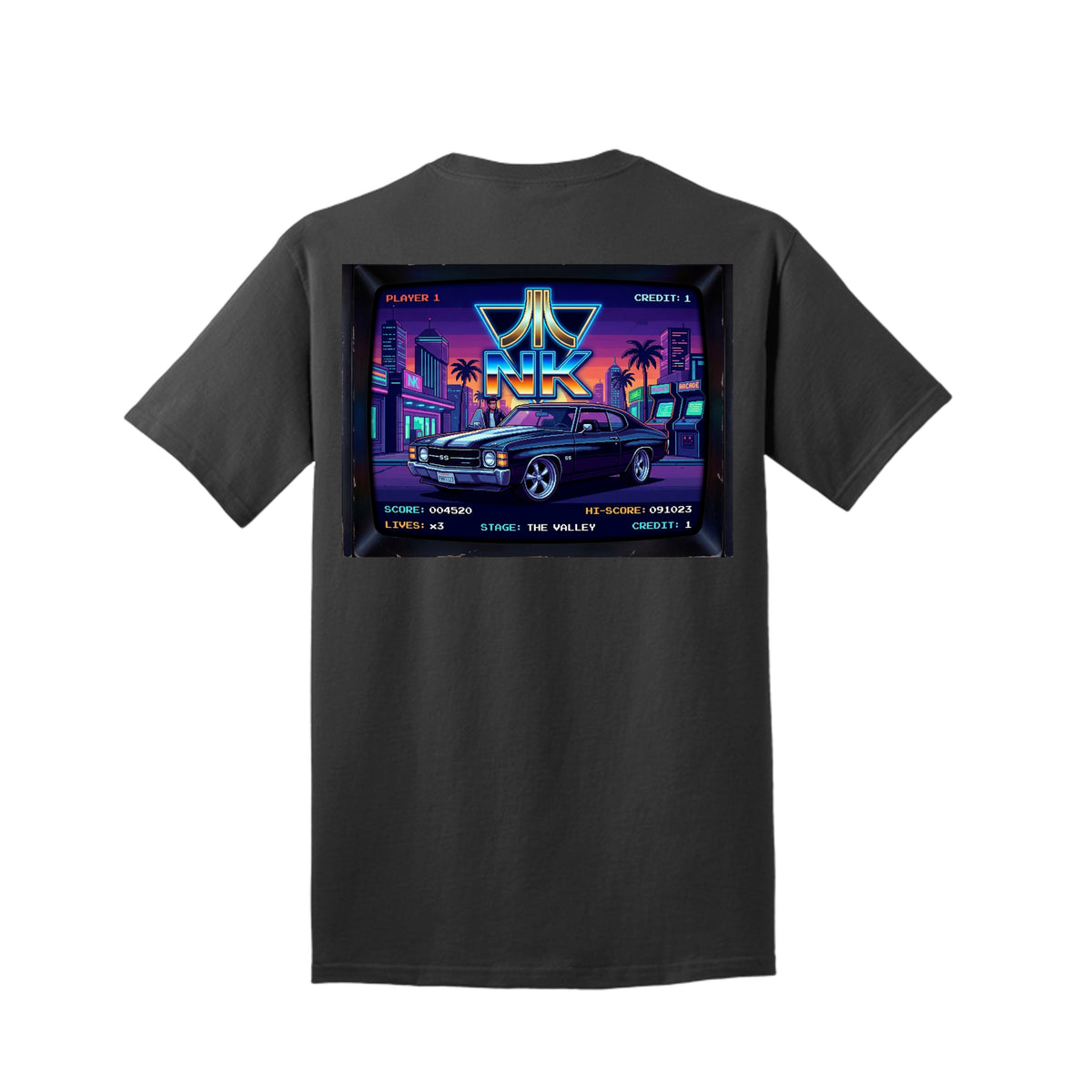 Video Game T-Shirt (Tall), back view — Nautty Kustoms
