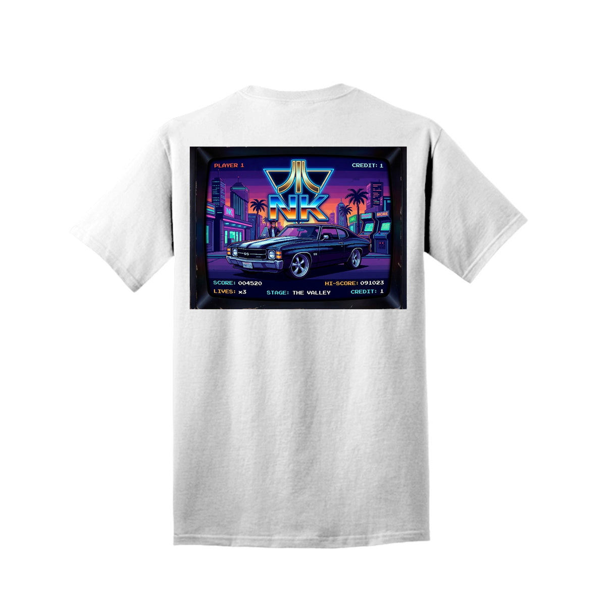 Video Game T-Shirt (Tall), back view — Nautty Kustoms